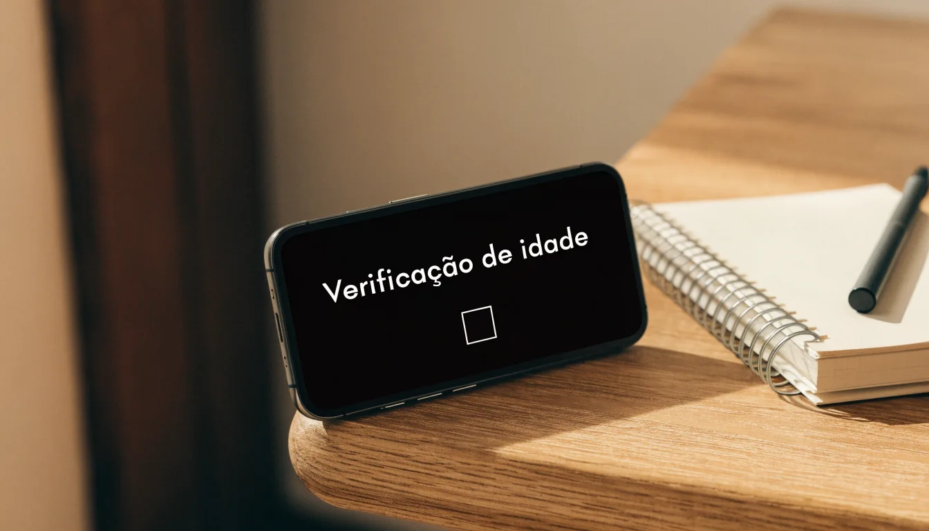 Uma folha de licença em papel com um selo vermelho, pousada numa secretária de madeira ao lado de uma caneta