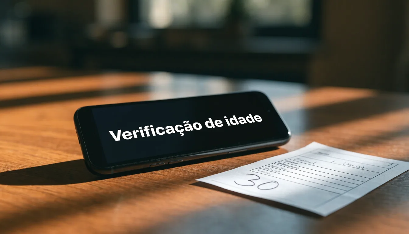 Uma folha de licença em papel com um selo vermelho, pousada numa secretária de madeira ao lado de uma caneta